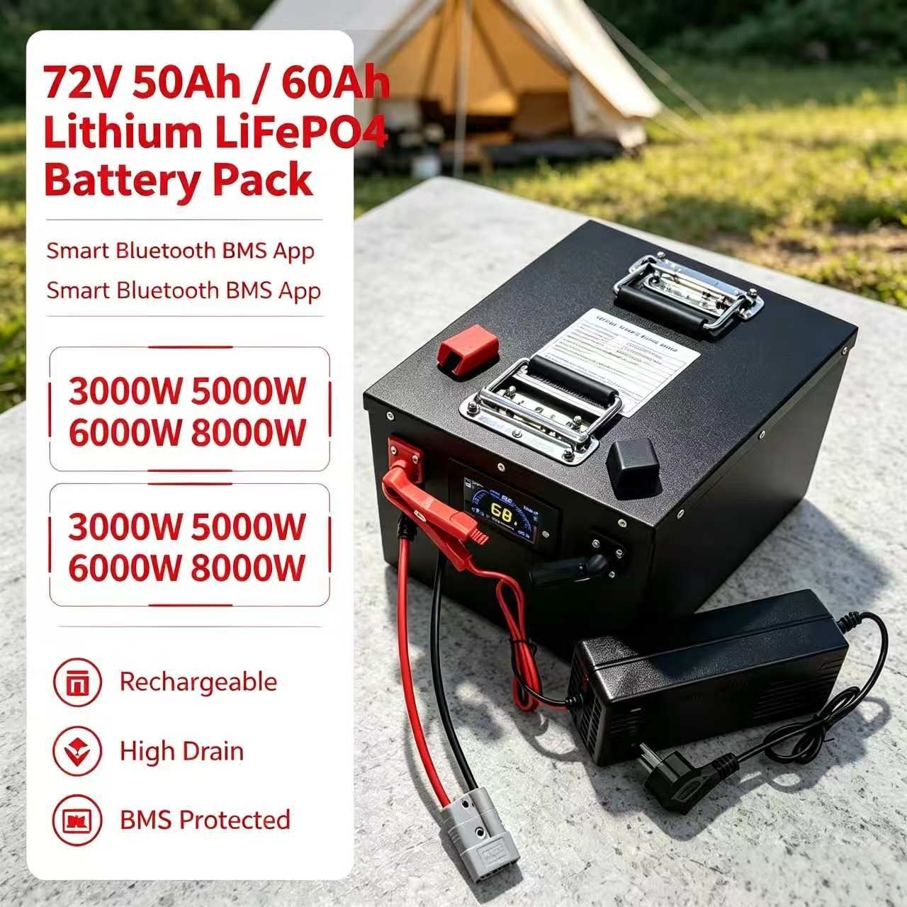 72V 60Ah Lifepo4 Battery Pack - Bateria recarregável de lítio LiFePO4 72V